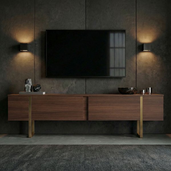 TV-b�nk Orost 180 cm - Milano valn�t/guld