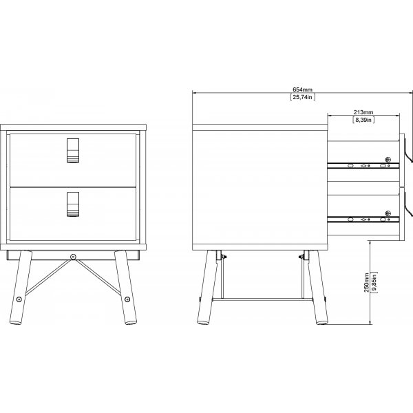 Ry sängbord - Svart/valnöt Ry sängbord - Svart/valnöt