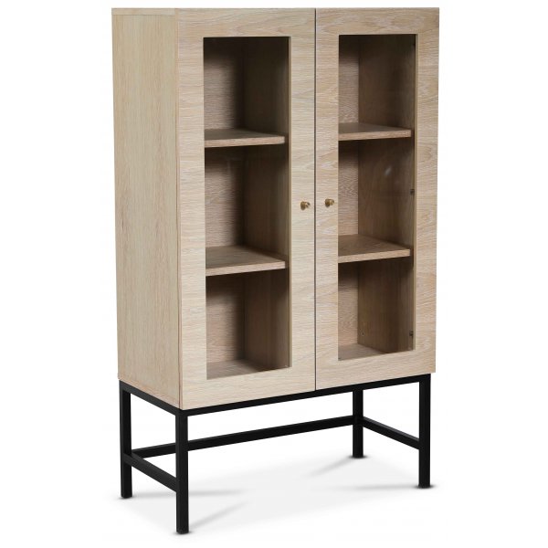 Carl vitrinskåp lågt (Highboard) - Whitewash + Möbeltassar Carl vitrinskåp lågt (Highboard) - Whitewash + Möbeltassar