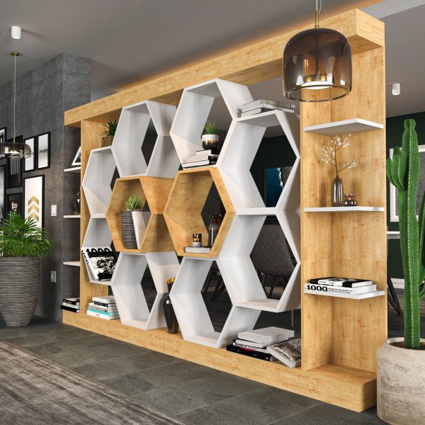 Sueno bokhylla - Vit/ek