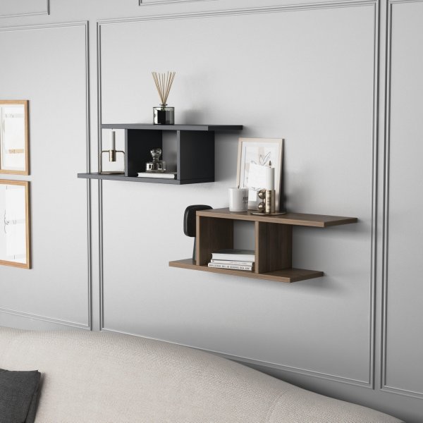 Deren vägghylla - Antracit/valnöt Deren vägghylla - Antracit/valnöt