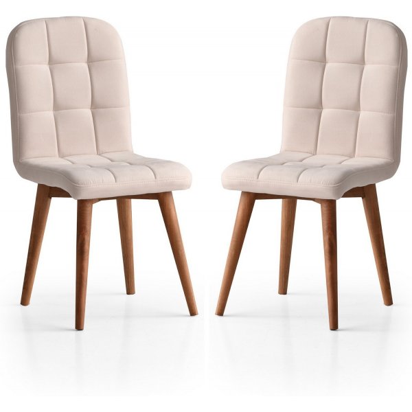 Lot de 2 chaises de salle à manger rétro - Crème Lot de 2 chaises de salle à manger rétro - Crème