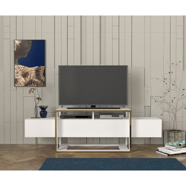 Bianco TV-bänk - Vit/guld Bianco TV-bänk - Vit/guld