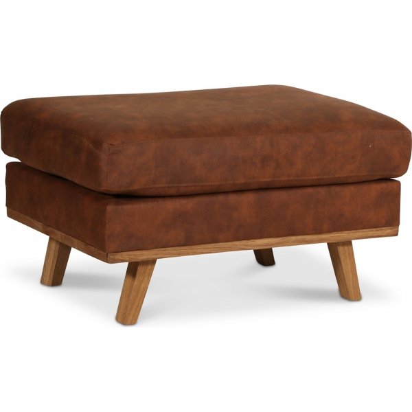 Ranger fotpall - Cognac (Lderutseende) / Ek + Flckborttagare fr mbler