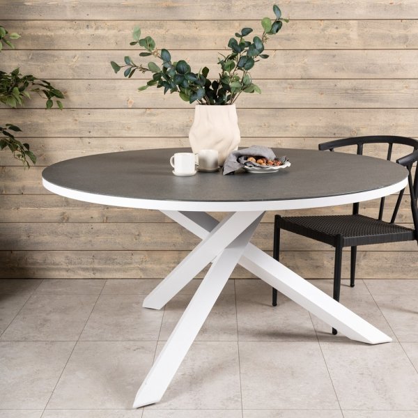 Copacabana matbord 140 cm - Gr/Vit