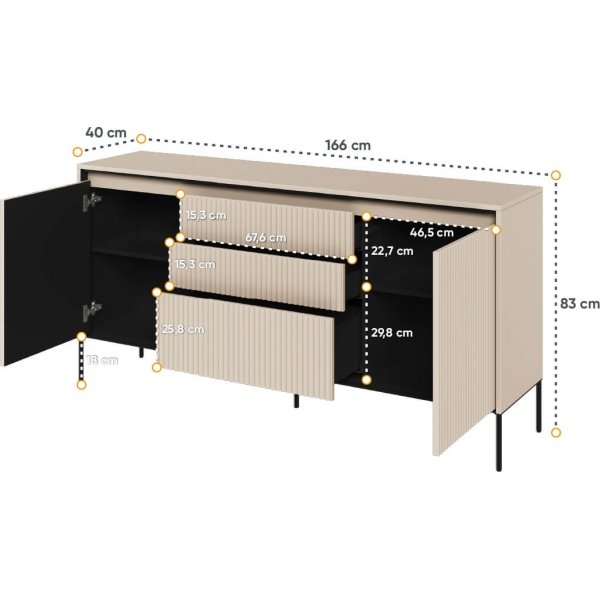 Buffet Trend L166 cm - Beige/noir Buffet Trend L166 cm - Beige/noir