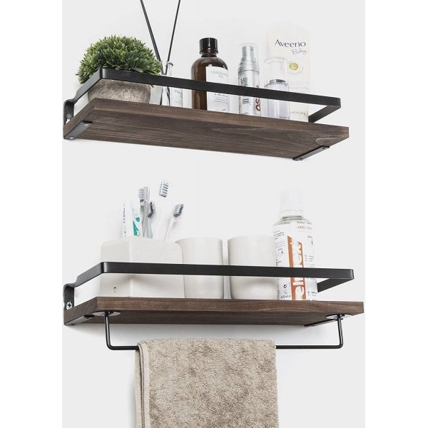 Walter wandplank 40 cm - Zwart/walnoot Walter wandplank 40 cm - Zwart/walnoot