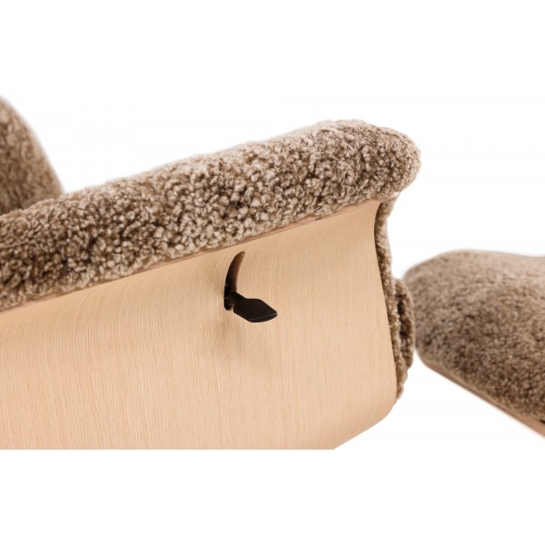 Frskinnsftlj med fotpall - Brun / ek - Ulla