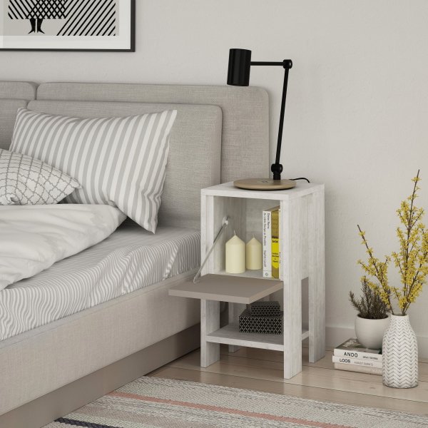 Ema nachtkastje - Wit/licht sude