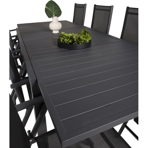 Marbella utematgrupp med 8 st Break stolar - Svart