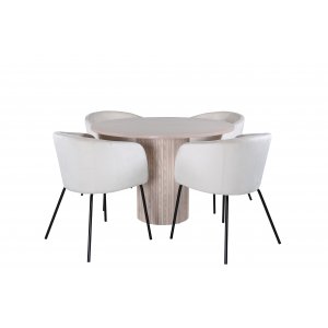 Bianca Matgrupp runt vitputsat matbord med 4 st Berit beige stolar