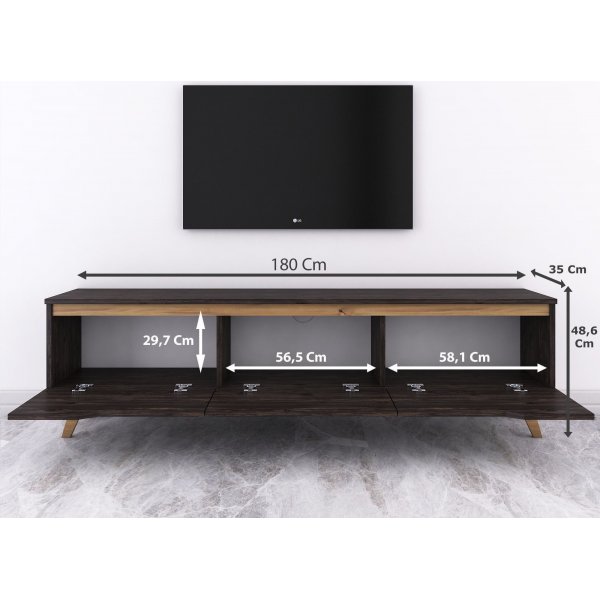 Duno TV-bnk - Svart/valnt