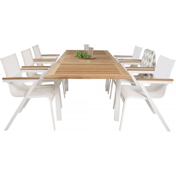 Panama utematgrupp med 6 st Mexico stolar - Natur/Vit