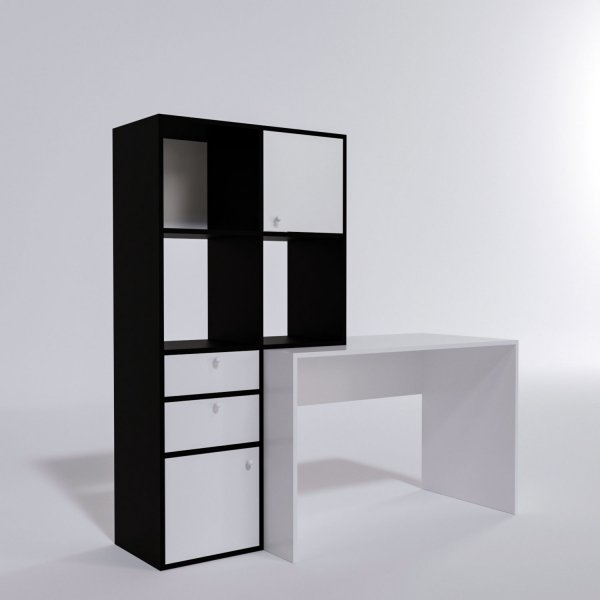 Bureau Cannes 164x55 cm - Blanc/noir Bureau Cannes 164x55 cm - Blanc/noir