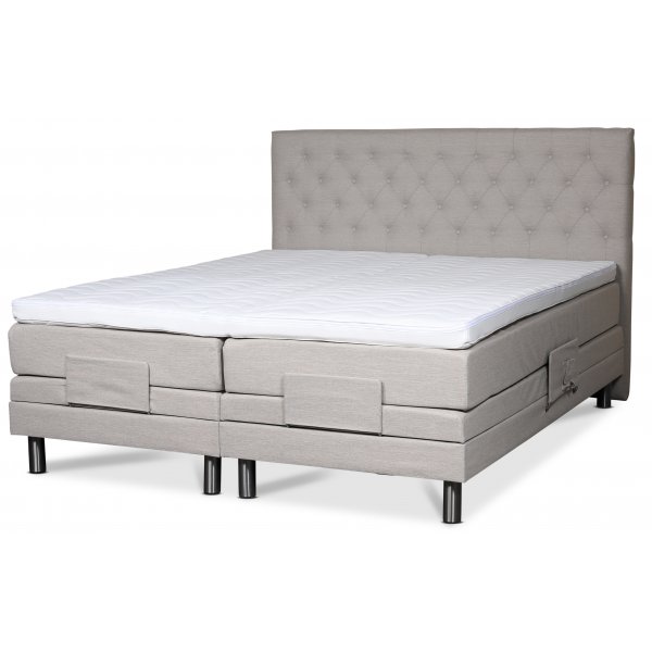 Ställbar dubbelsäng 180x200 cm 7-zons beige med gavel + Möbeltassar Ställbar dubbelsäng 180x200 cm 7-zons beige med gavel + Möbeltassar