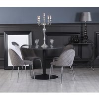 Plaza matgrupp, marmorbord med 4 st Plaza sammetsstolar - Grå/Svart/Krom Plaza matgrupp, marmorbord med 4 st Plaza sammetsstolar - Grå/Svart/Krom