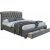 Cadre de lit Hewie avec rangement 160x200 cm - Gris/noyer + Kit d\\\'entretien des meubles pour textiles