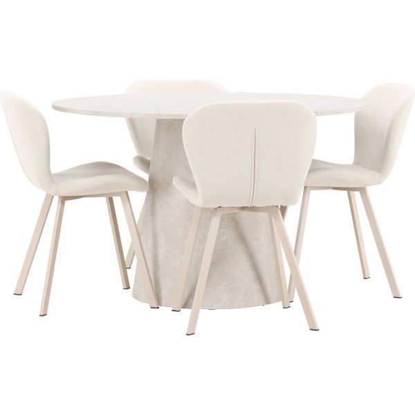 Matbord Lanzo med 4 st Lilja stolar - Beige + 3.00 x Mbeltassar