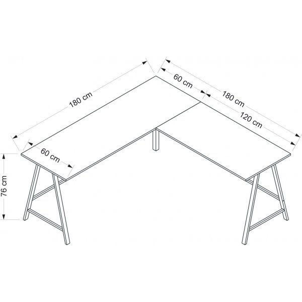 Bureau d'angle Team 180 x 60 cm - Marron fonc