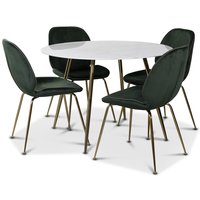 Art matgrupp: Runt bord marmor/Mässing + 4 st Deco stolar grön sammet / mässing Art matgrupp: Runt bord marmor/Mässing + 4 st Deco stolar grön sammet / mässing