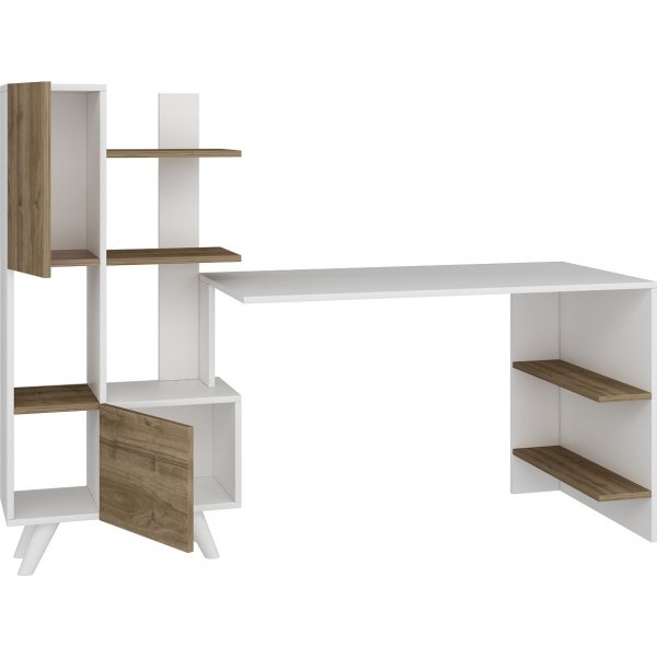 Bureau Ali 170 x 60 cm - Blanc/noyer Bureau Ali 170 x 60 cm - Blanc/noyer