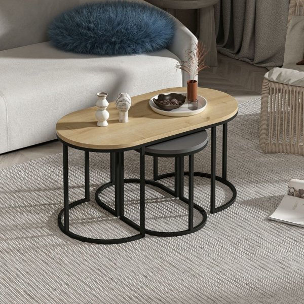Table Dena 35/90 x 30/45 cm - Chêne/anthracite Table Dena 35/90 x 30/45 cm - Chêne/anthracite