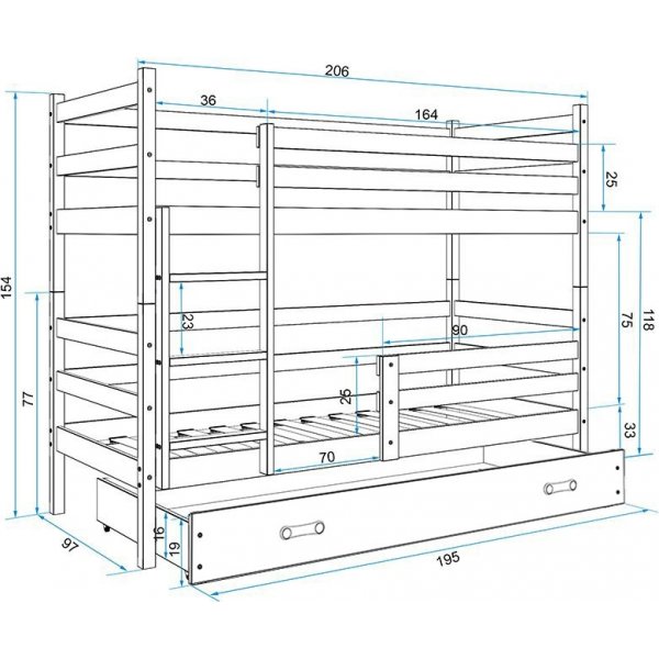 Eryk vningssng med frvaringslda - Valfri frg & storlek