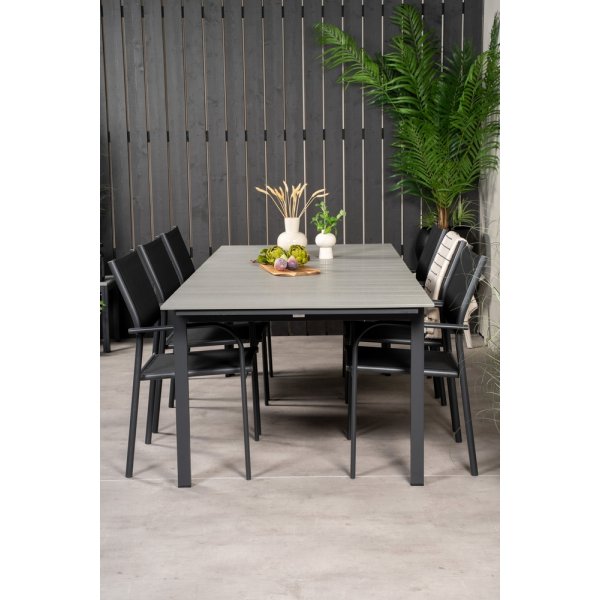 Levels utematgrupp med 6 st Santorini stolar - Svart/Grå Levels utematgrupp med 6 st Santorini stolar - Svart/Grå