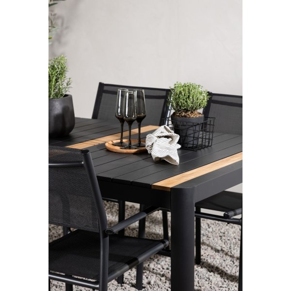 Togo utematgrupp med 4 st Santorini stolar - Svart/Teak Togo utematgrupp med 4 st Santorini stolar - Svart/Teak