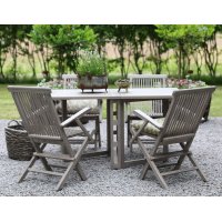 Matgrupp Saltö grå teak: Slagbord inklusive 4 st Saltö karmstolar i grå teak Matgrupp Saltö grå teak: Slagbord inklusive 4 st Saltö karmstolar i grå teak