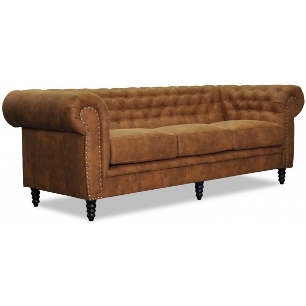 Chesterfield 3 places Ashford - Eco-cuir cognac + Nettoyage textile pour meubles
