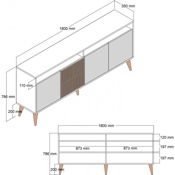 Buffet Milan 180 cm - Noyer/marbre blanc Buffet Milan 180 cm - Noyer/marbre blanc
