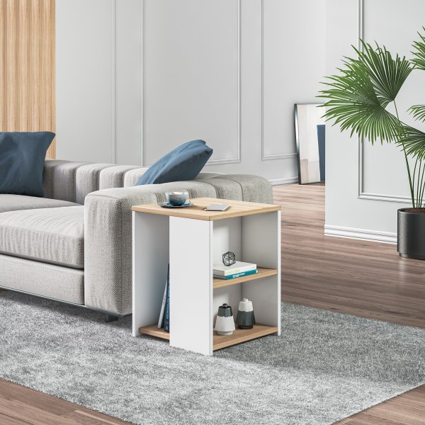 Rome sidobord 40 x 40 cm - Ek/vit Rome sidobord 40 x 40 cm - Ek/vit