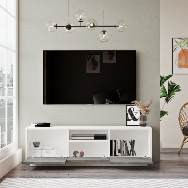 Luvio TV-bänk 3 - Silver/vit Luvio TV-bänk 3 - Silver/vit