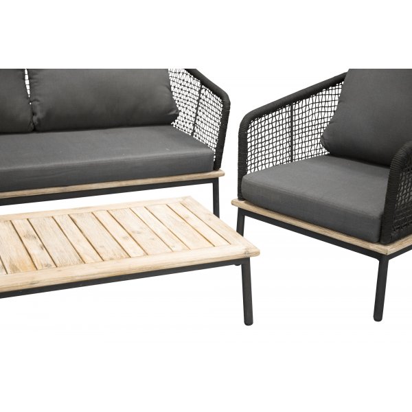 Groupe de salon Andorra - Noir/acacia Groupe de salon Andorra - Noir/acacia