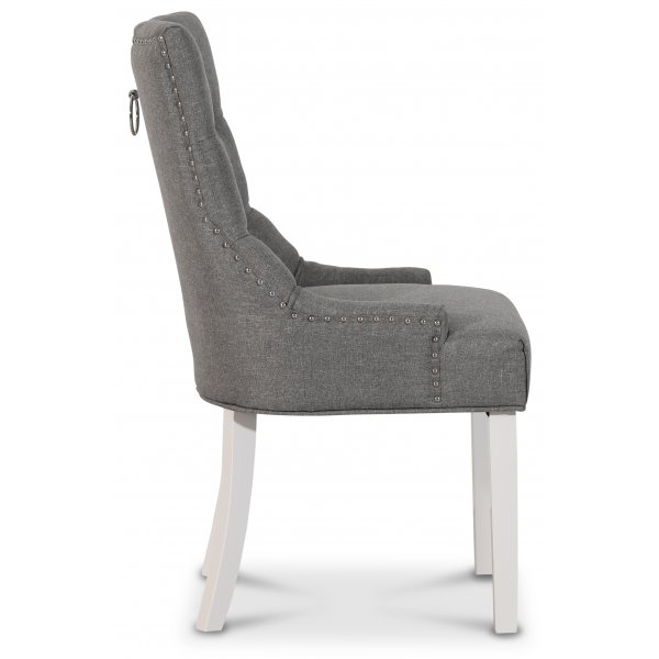 Decotique stol med kromade nitar (Rygghandtag) - Grå/Vit Decotique stol med kromade nitar (Rygghandtag) - Grå/Vit