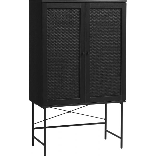 Armoire à menu noire avec rotin Armoire à menu noire avec rotin