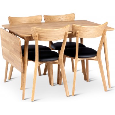 Alborg matbord 120-160x80 cm med 4 st Vxj stolar
