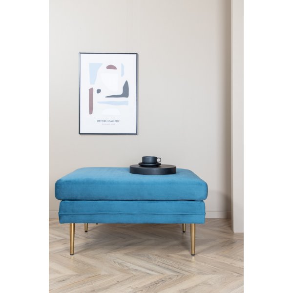 Pouf Savanna - Velours bleu