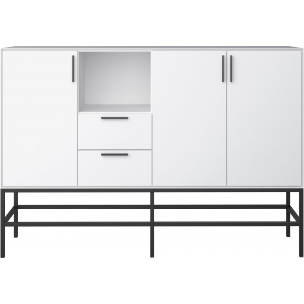 Meuble de rangement Slimline avec 3 portes et 2 tiroirs - Blanc/noir Meuble de rangement Slimline avec 3 portes et 2 tiroirs - Blanc/noir