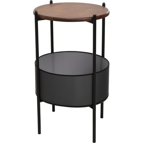 Pergo bijzettafel met mand 40 cm - Zwart/walnoot