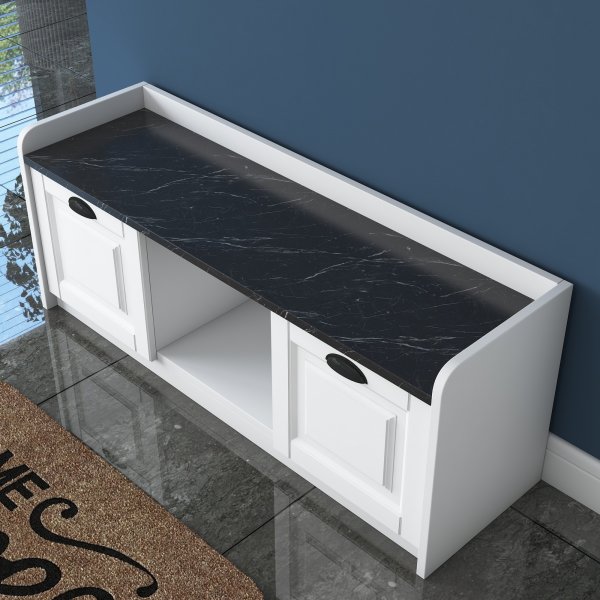 Peto skoskåp - Vit/svart marmor Peto skoskåp - Vit/svart marmor