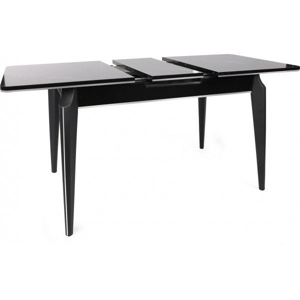 Table à manger Estrela 120-180 x 79 cm - Noir/argent Table à manger Estrela 120-180 x 79 cm - Noir/argent