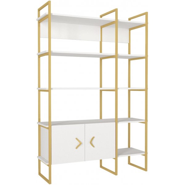 Santana boekenkast - Wit/goud