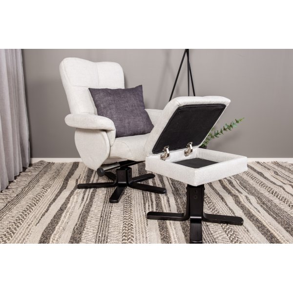 Duva reclinerfåtölj med fotpall - Grå tyg + Fläckborttagare för möbler Duva reclinerfåtölj med fotpall - Grå tyg + Fläckborttagare för möbler