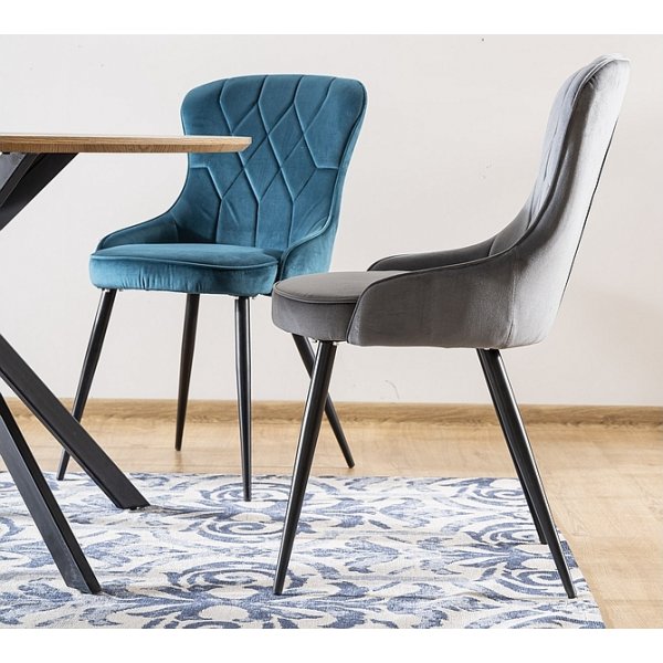 Chaise de salle à manger Lotus - Velours gris Chaise de salle à manger Lotus - Velours gris