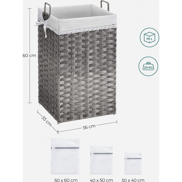 Panier à linge Henrietta 70 l - Gris Panier à linge Henrietta 70 l - Gris