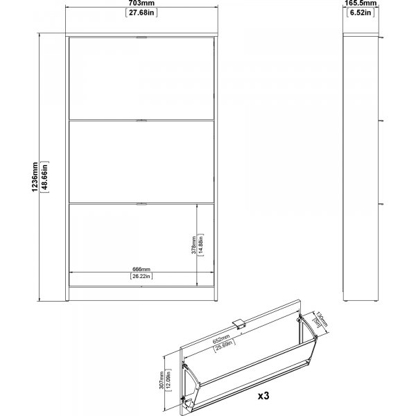 Meuble  chaussures  3 compartiments - Noir