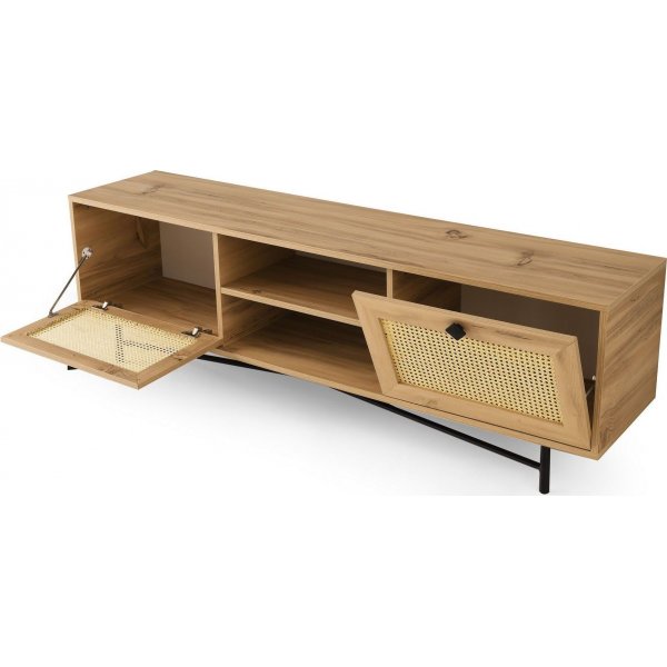 Banc multimdia Begonya 180 cm - Chne/noir