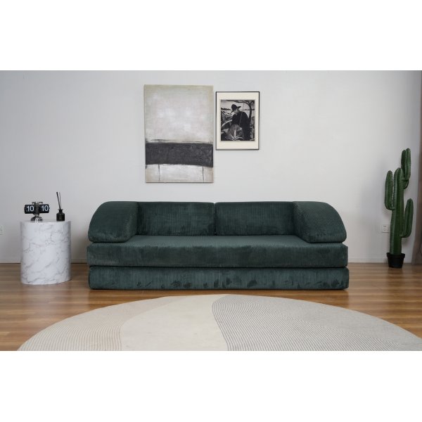Bddsoffa i grn manchester 3-sits - Lincoln